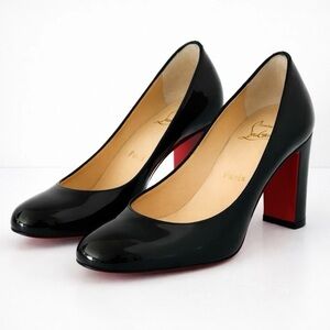 Christian Louboutin Lady Gena Pumps Heels Black Patent Leather Size 35.5 US 5.5